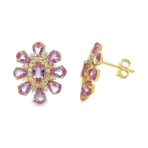 Floral Gemstone Cluster Earrings