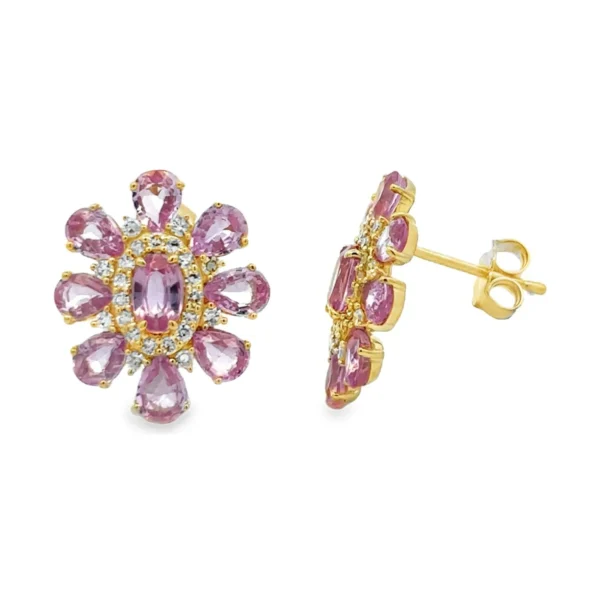 Floral Gemstone Cluster Earrings
