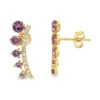 Curved Gemstone Climber Earrings