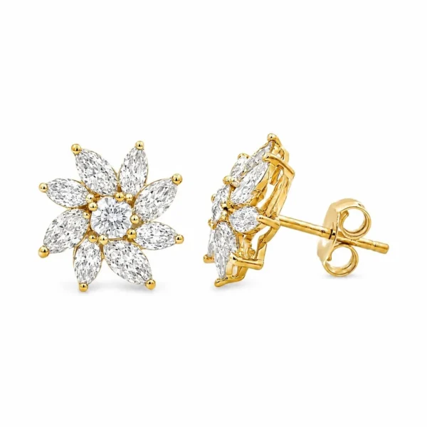 Floral Marquise Diamond Earrings