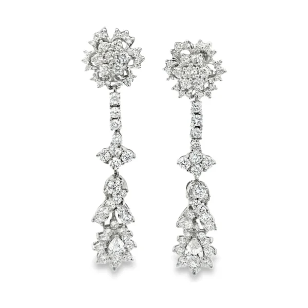 Floral Diamond Drop Earrings
