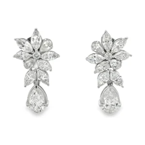 Floral Diamond Drop Earrings