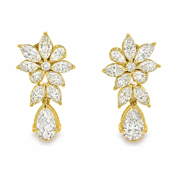 Floral Diamond Drop Earrings