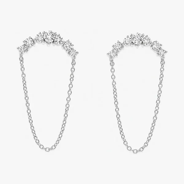 Diamond Chain Dangle Earrings