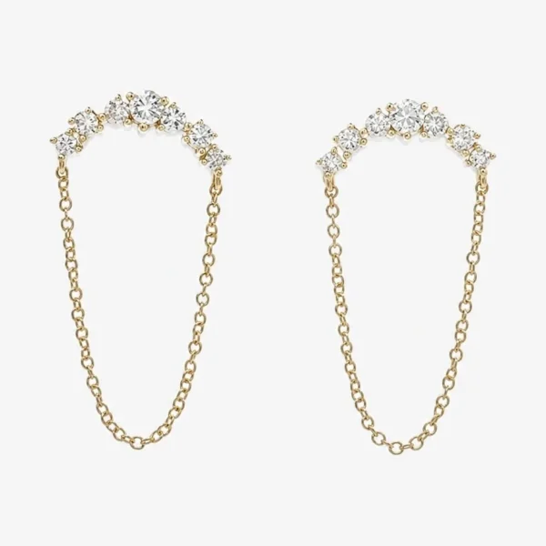 Diamond Chain Dangle Earrings