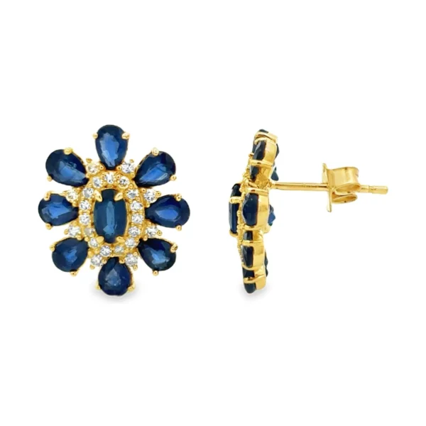 Sapphire Floral Cluster Earrings