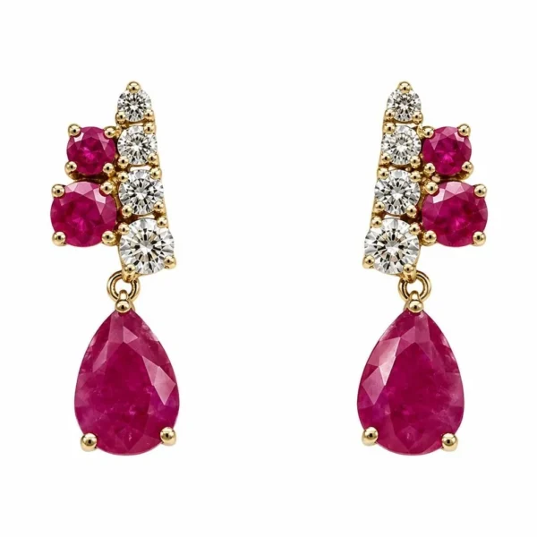 Pear Ruby Drop Earrings