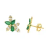 Emerald Diamond Floral Earrings