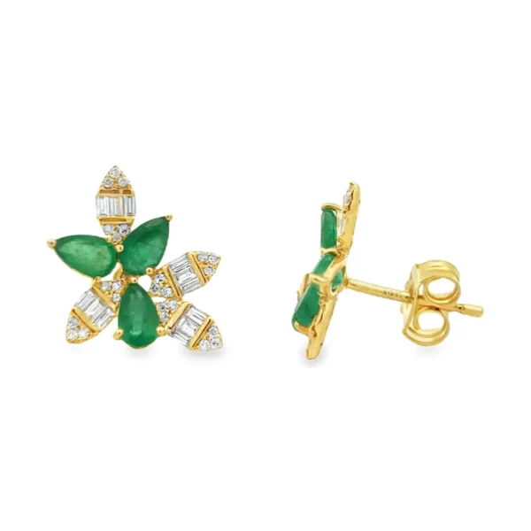 Emerald Diamond Floral Earrings