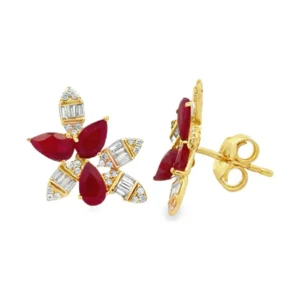 Floral Ruby Diamond Earrings