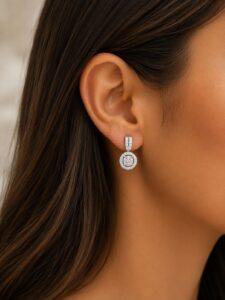 Halo Drop Diamond Earrings