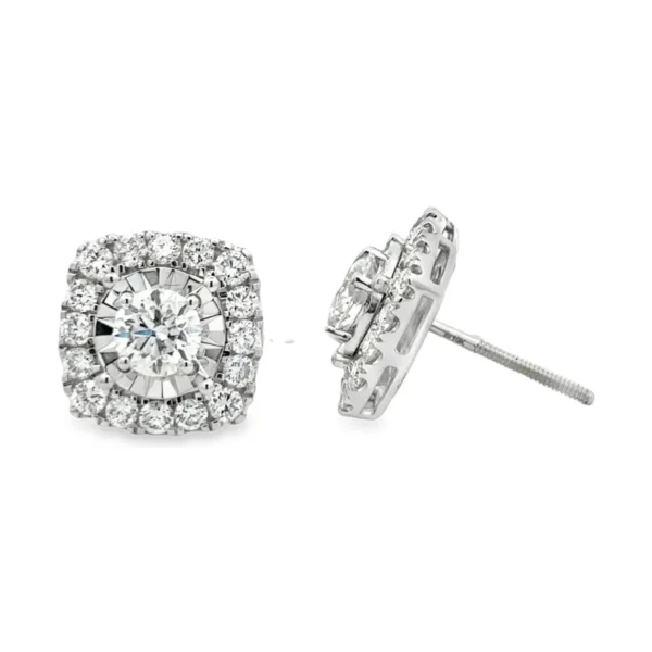 Halo Diamond Stud Earrings