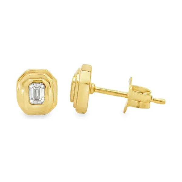 Emerald Cut Diamond Studs