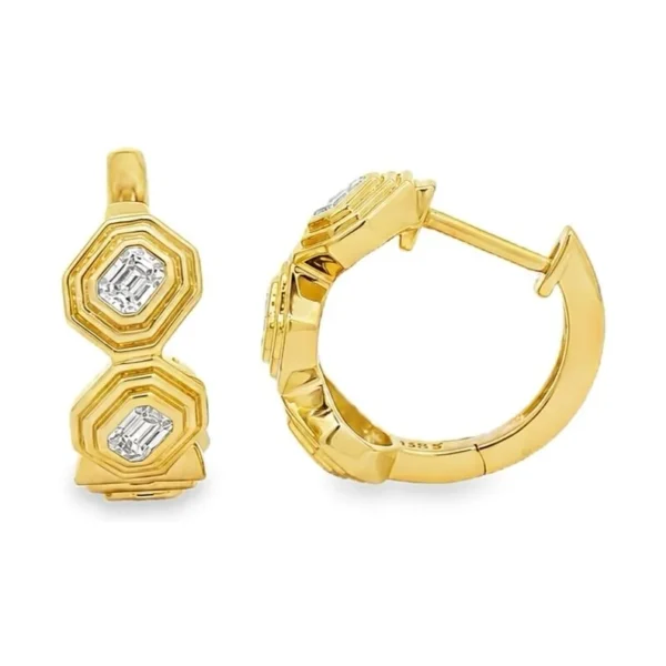 Octagon Diamond Hoop Earrings