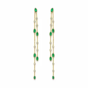 Emerald Diamond Drop Earrings