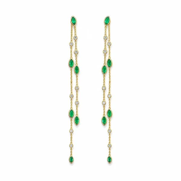 Emerald Diamond Drop Earrings