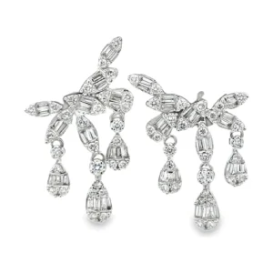 Diamond Cluster Dangle Earrings