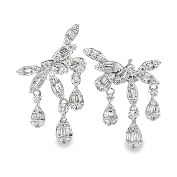 Diamond Cluster Dangle Earrings