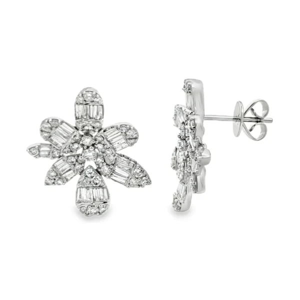Floral Diamond Dangle Earrings