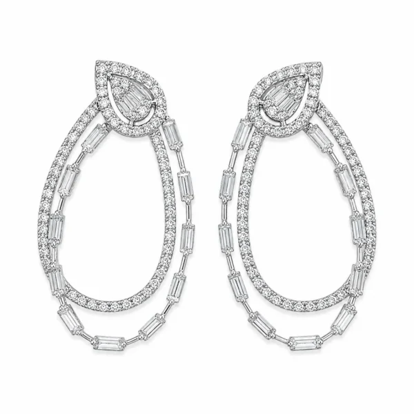 Diamond Teardrop Dangle Earrings