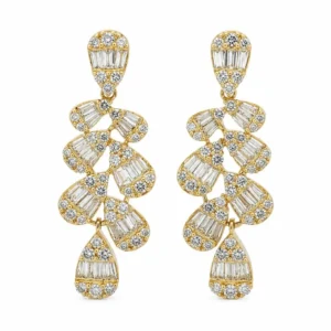 Diamond Cluster Dangle Earrings