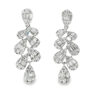 Diamond Cluster Drop Earrings
