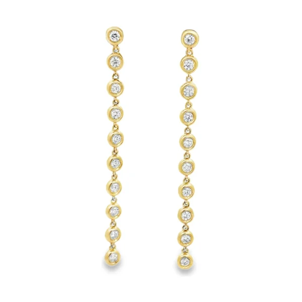 Bezel Diamond Dangle Earrings