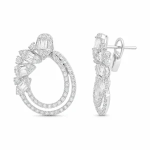 Diamond Oval Dangle Earrings