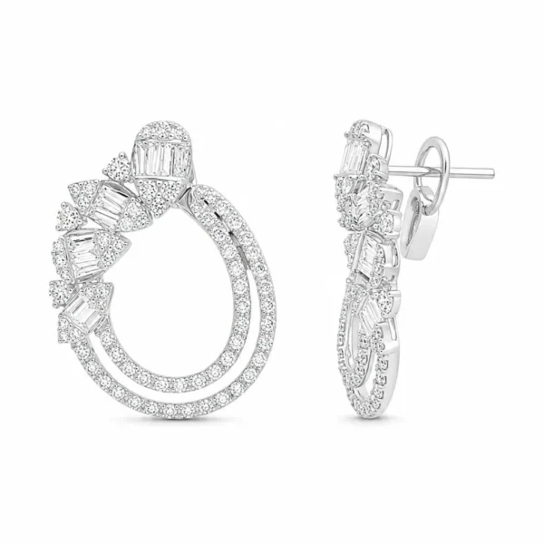 Diamond Oval Dangle Earrings
