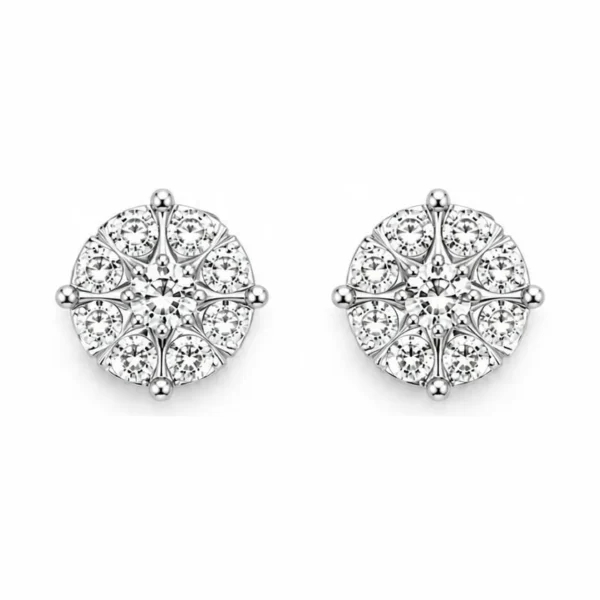 Diamond Cluster Stud Earrings
