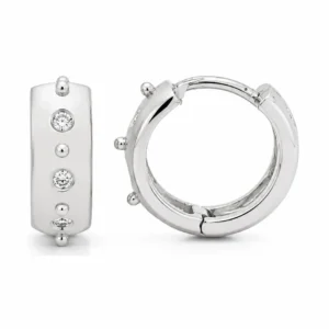Diamond Beaded Huggie Earrings