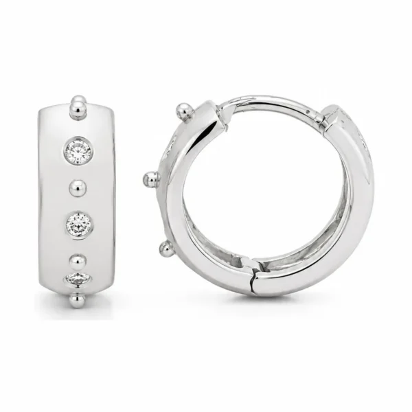 Diamond Beaded Huggie Earrings
