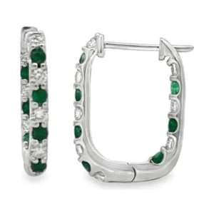 Emerald Diamond Hoop Earrings