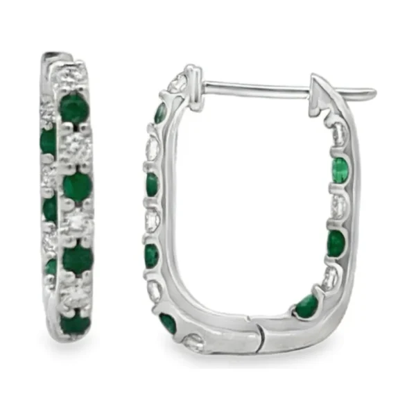 Emerald Diamond Hoop Earrings