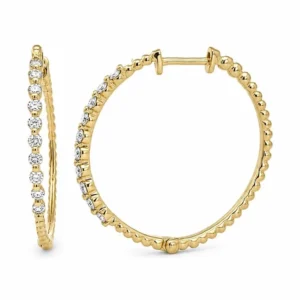 Beaded Diamond Hoop Earrings