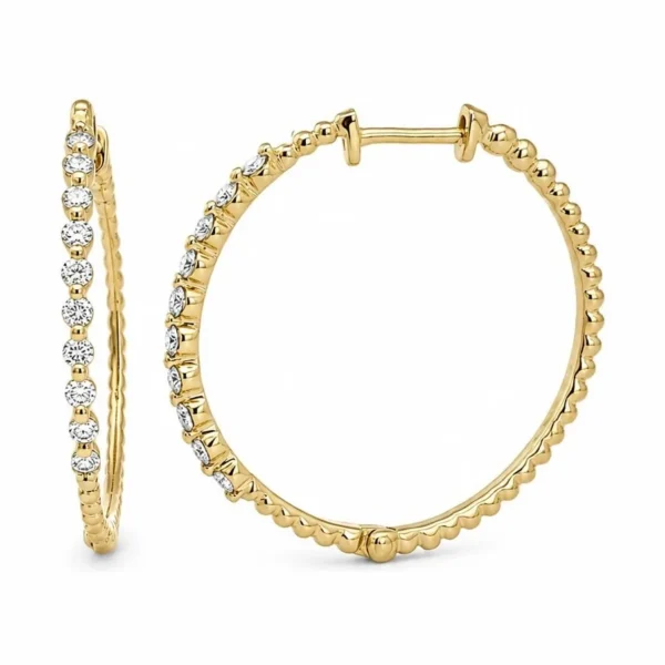Beaded Diamond Hoop Earrings
