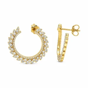 Diamond Leaf Hoop Earrings