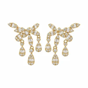 Diamond Bow Dangle Earrings
