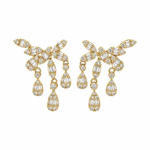 Diamond Bow Dangle Earrings