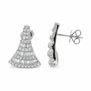 Diamond Fan Stud Earrings
