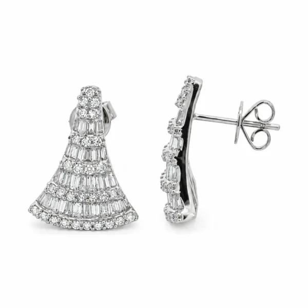 Diamond Fan Stud Earrings