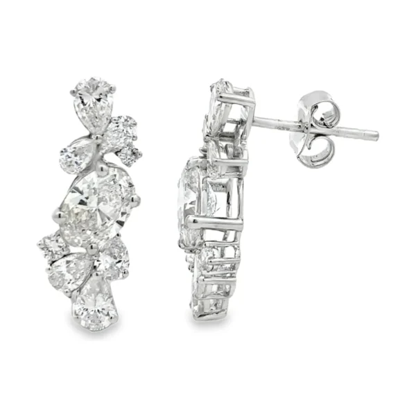 Cluster Diamond Drop Earrings