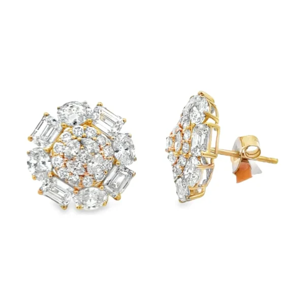 Cluster Diamond Stud Earrings