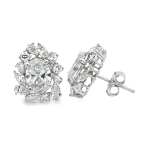 Oval Cluster Diamond Earrings