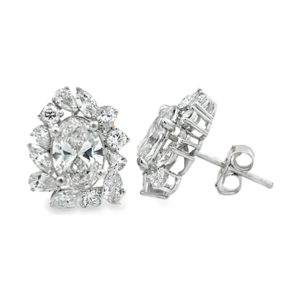 Oval Cluster Diamond Earrings