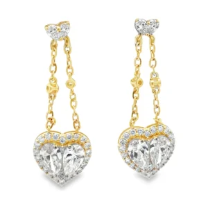 Heart Diamond Drop Earrings