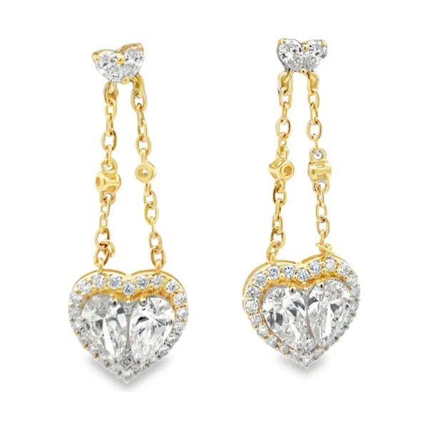Heart Diamond Drop Earrings