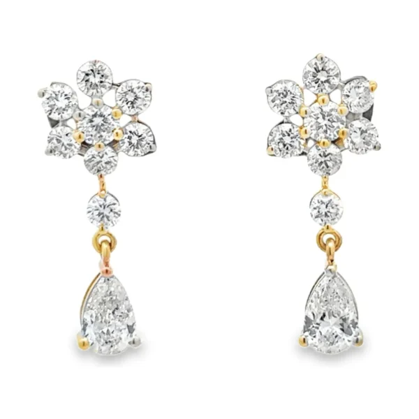 Floral Drop Diamond Earrings
