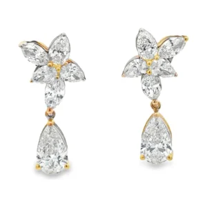 Floral Diamond Drop Earrings