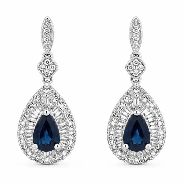 Pear Sapphire Drop Earrings